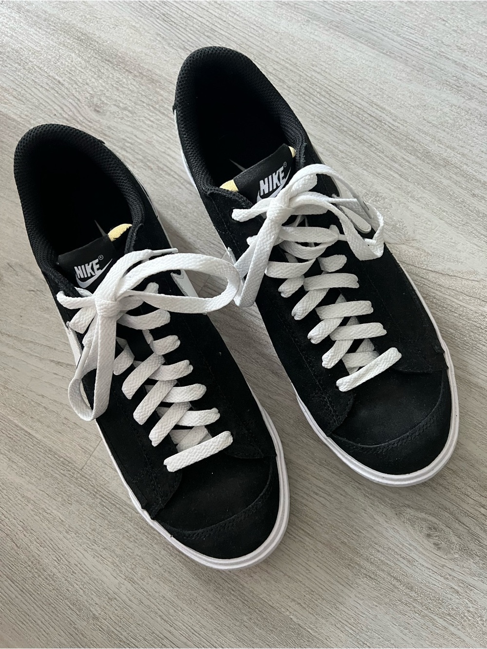 Nike Black & White Suede Low-Top Sneakers